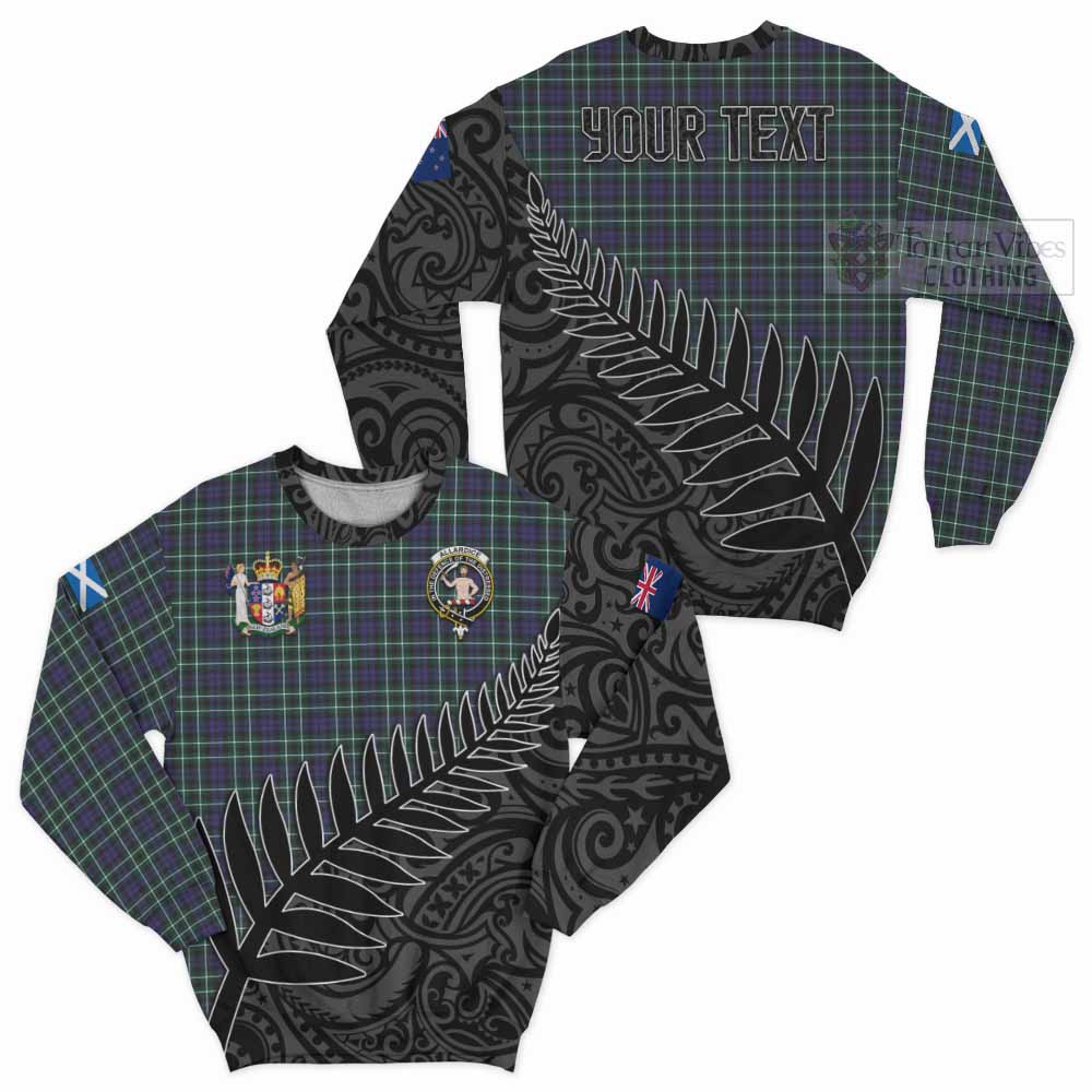 Tartan Vibes Clothing Allardice Crest Tartan Sweatshirt with New Zealand Silver Fern Half Style