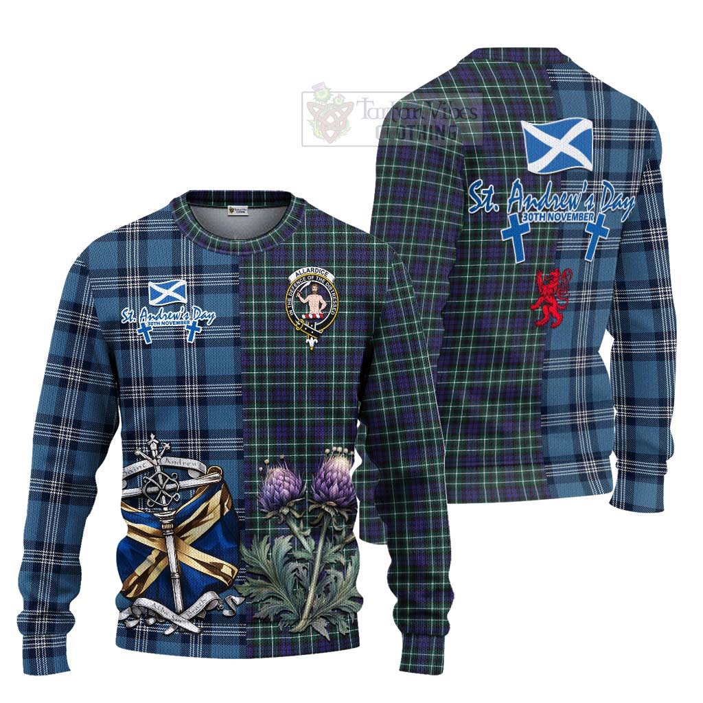 Tartan Vibes Clothing Allardice Tartan Knitted Sweater Happy St. Andrew's Day Half Tartan Style