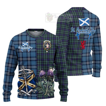 Allardice Tartan Knitted Sweater Happy St. Andrew's Day Half Tartan Style