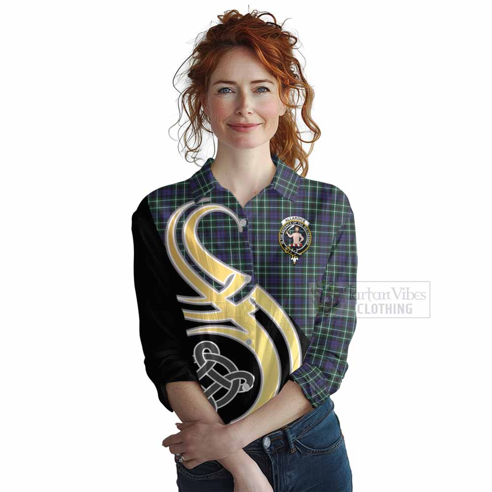 Tartan Vibes Clothing Allardice Tartan Women's Casual Shirt with Family Crest and Celtic Symbol Style