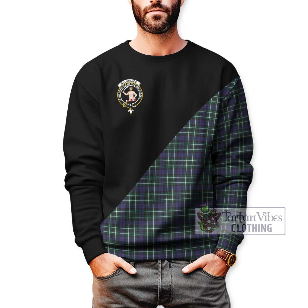 Allardice Tartan Sweatshirt with Family Crest and Military Logo Style Unisex - Tartanvibesclothing Shop