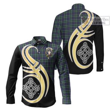 Allardice Tartan Long Sleeve Button Shirt with Family Crest and Celtic Symbol Style