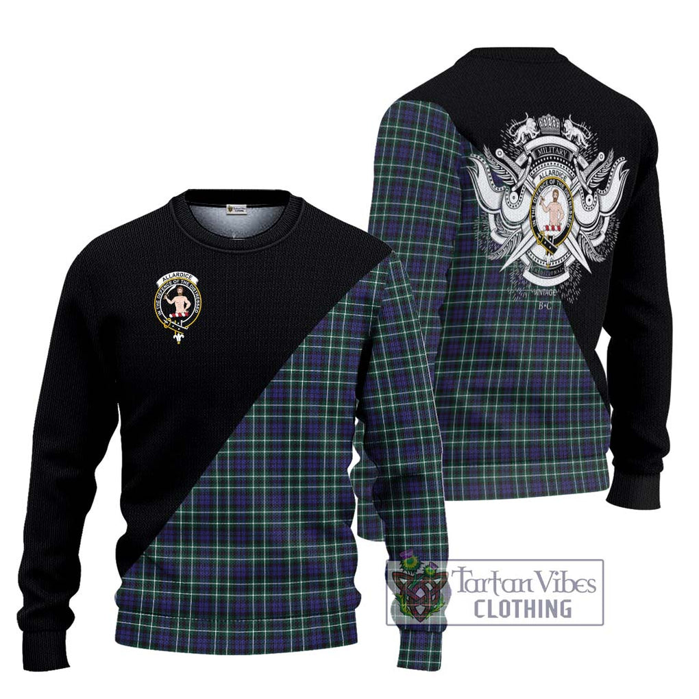 Allardice Tartan Knitted Sweater with Family Crest and Military Logo Style Unisex - Tartanvibesclothing Shop