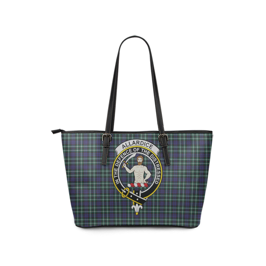 Allardice Tartan Leather Tote Bag with Family Crest - Tartanvibesclothing