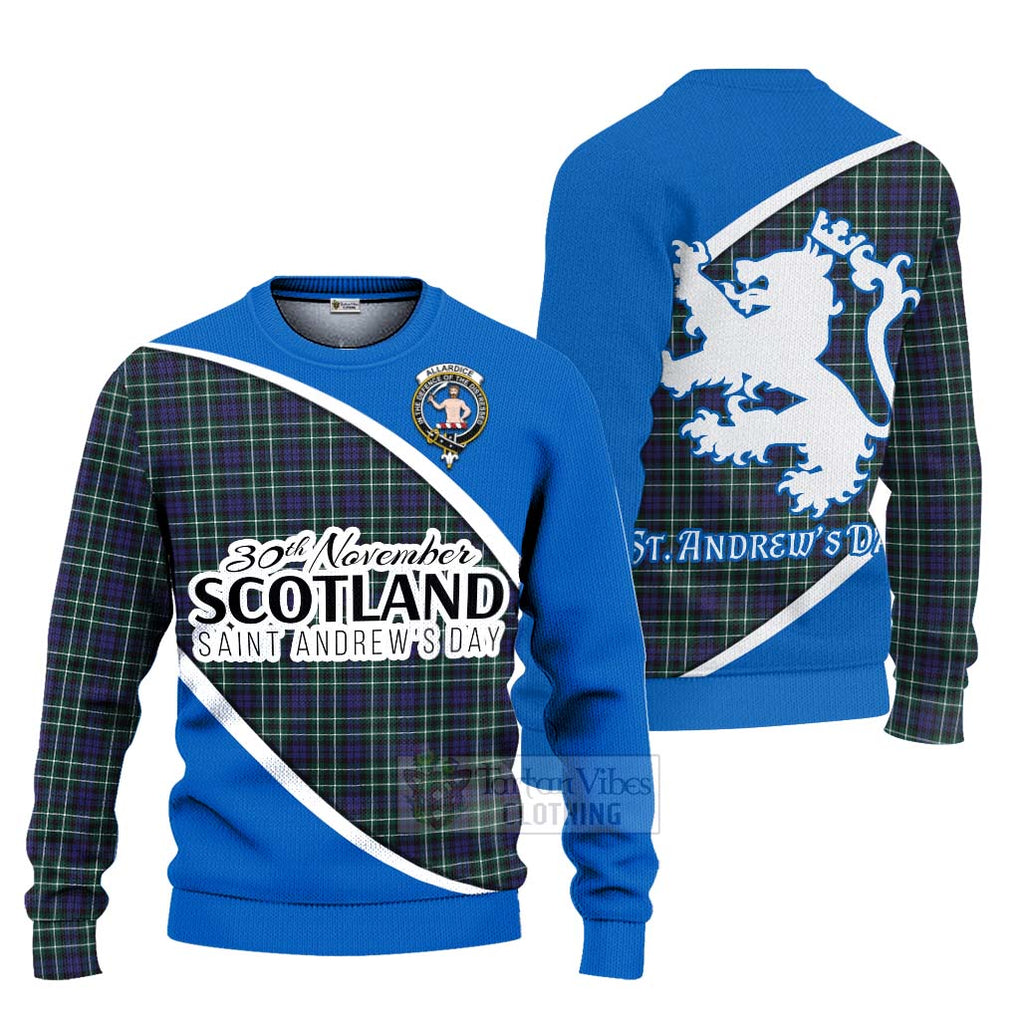 Tartan Vibes Clothing Allardice Family Crest Tartan Knitted Sweater Celebrate Saint Andrew's Day in Style