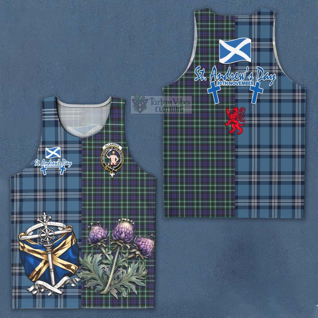 Tartan Vibes Clothing Allardice Tartan Men's Tank Top Happy St. Andrew's Day Half Tartan Style