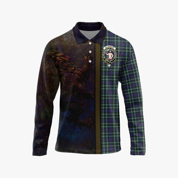 Allardice Tartan Family Crest Long Sleeve Polo Shirt Alba Gu Brath Be Brave Lion Ancient Style Unisex - Tartan Vibes Clothing