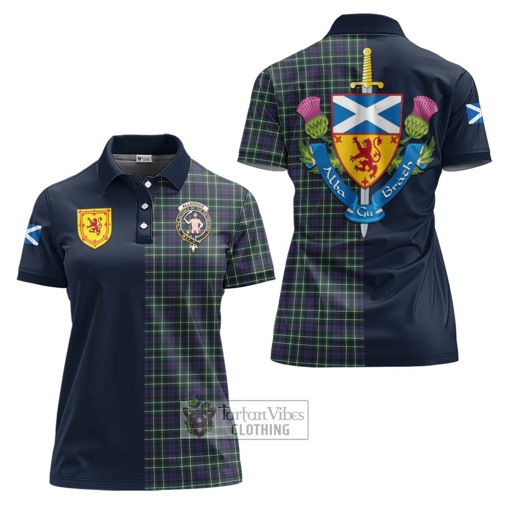 Tartan Vibes Clothing Allardice Tartan Women's Polo Shirt with Scottish Lion Royal Arm Half Style