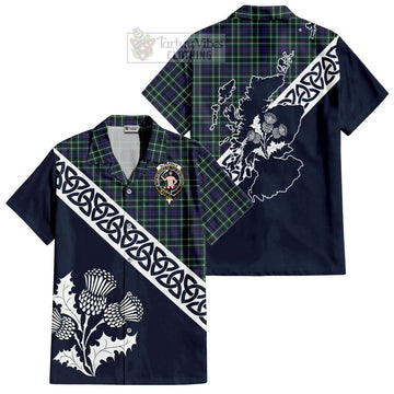 Allardice Tartan Short Sleeve Button Shirt Featuring Thistle and Scotland Map