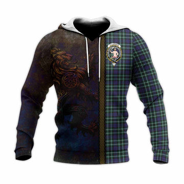 Allardice Tartan Family Crest Knitted Hoodie Alba Gu Brath Be Brave Lion Ancient Style Unisex Knitted Pullover Hoodie - Tartan Vibes Clothing