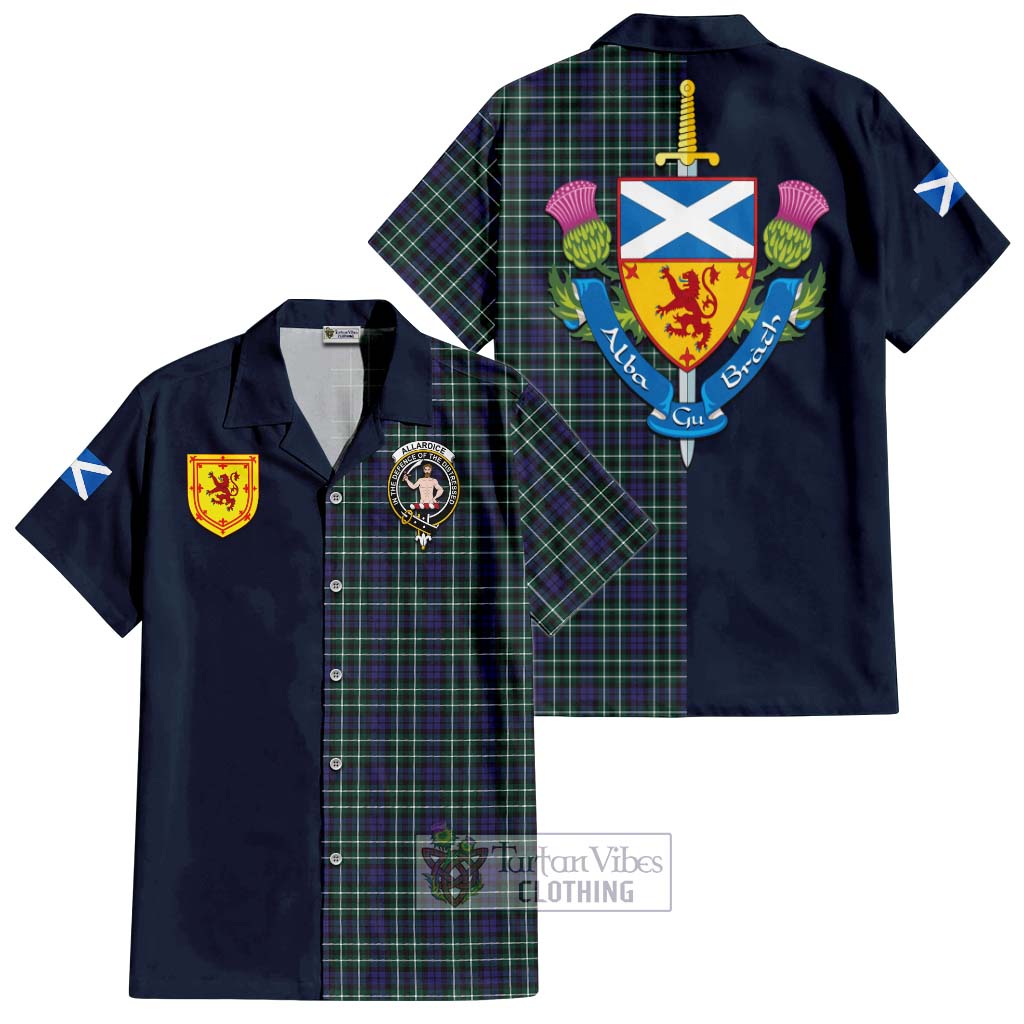 Tartan Vibes Clothing Allardice Tartan Short Sleeve Button Shirt with Scottish Lion Royal Arm Half Style