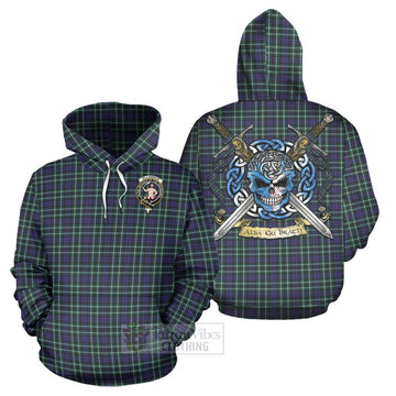 Allardice Tartan Hoodie with Family Crest Celtic Skull Style