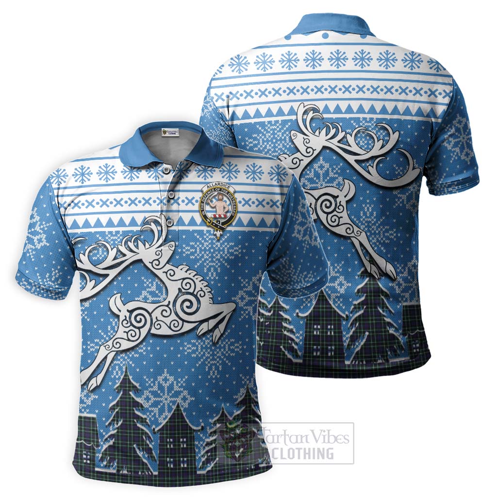 Tartan Vibes Clothing Allardice Clan Christmas Polo Shirt Celtic Reindeer Style