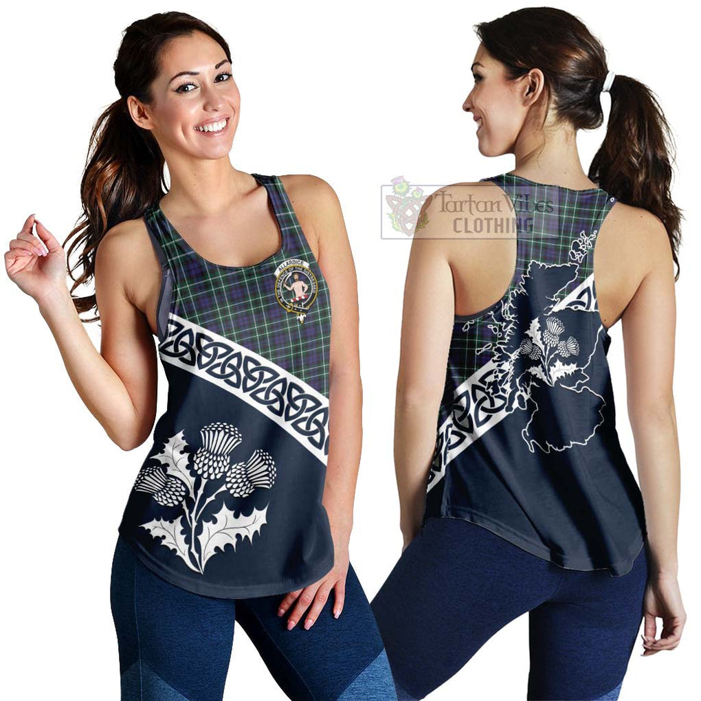 Tartan Vibes Clothing Allardice Tartan Women's Racerback Tanks Featuring Thistle and Scotland Map