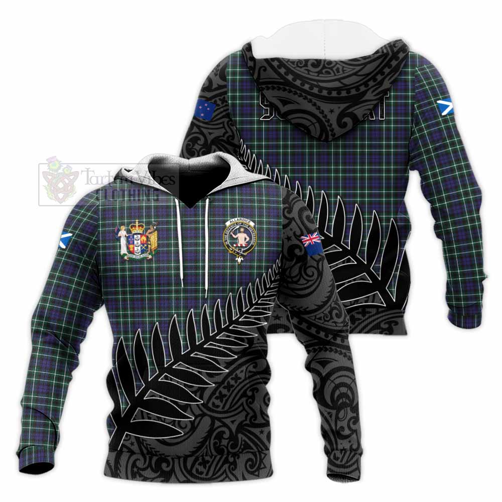 Tartan Vibes Clothing Allardice Crest Tartan Knitted Hoodie with New Zealand Silver Fern Half Style