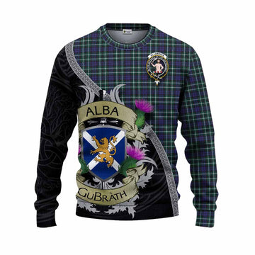 Allardice Tartan Family Crest Knitted Sweater Lion Rampant Royal Thistle Shield Celtic Inspired Unisex - Tartan Vibes Clothing