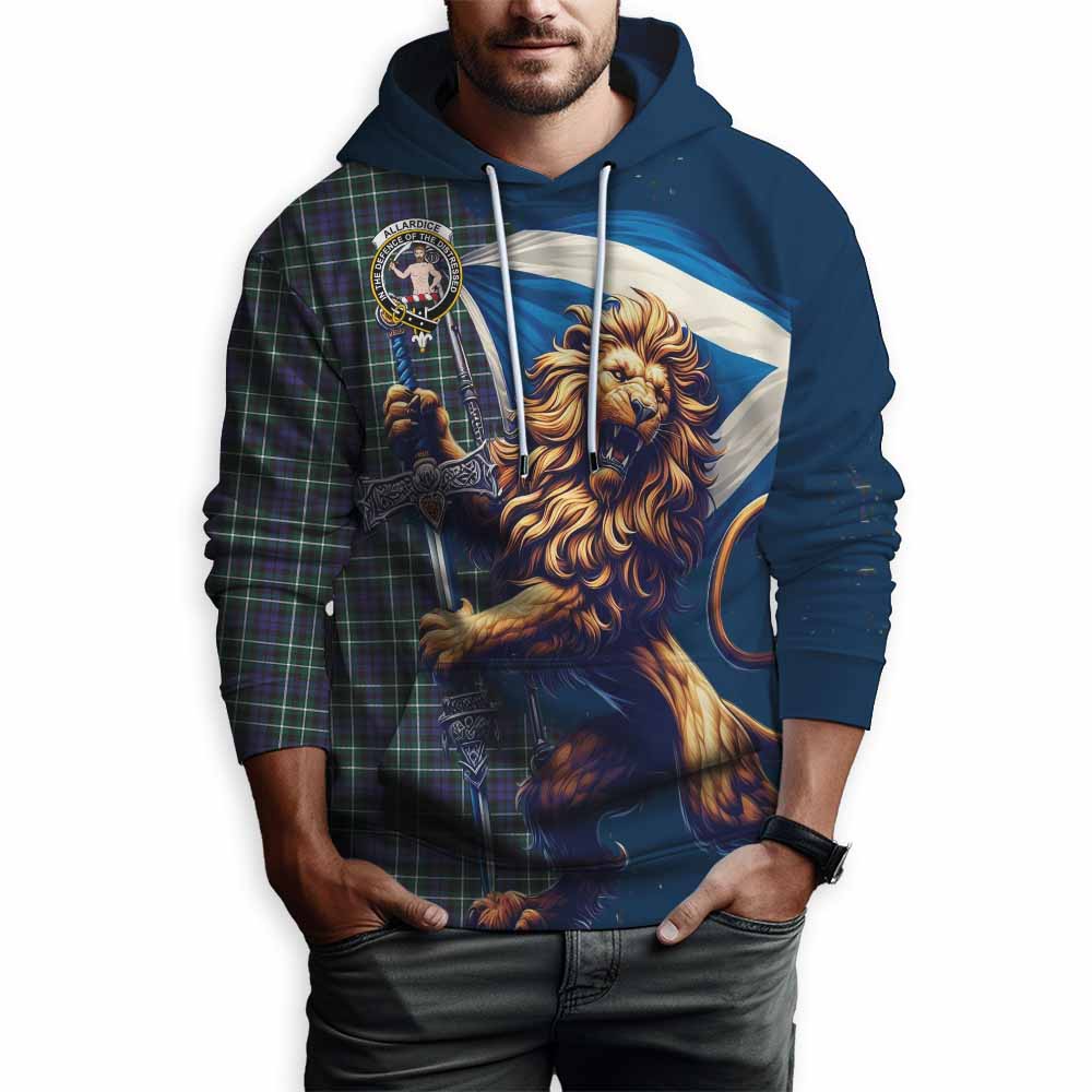 Tartan Vibes Clothing Allardice Tartan Family Crest Hoodie with Scottish Majestic Lion