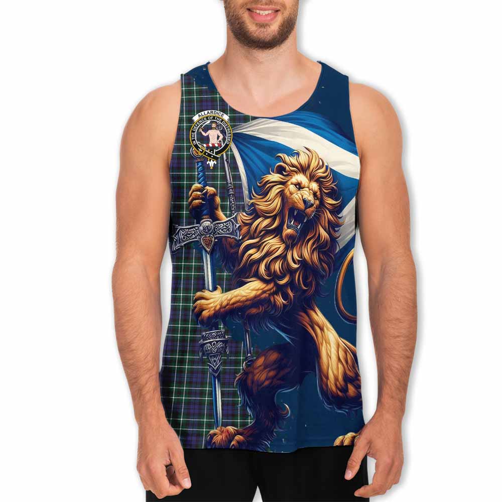 Tartan Vibes Clothing Allardice Tartan Family Crest Men's Tank Top with Scottish Majestic Lion