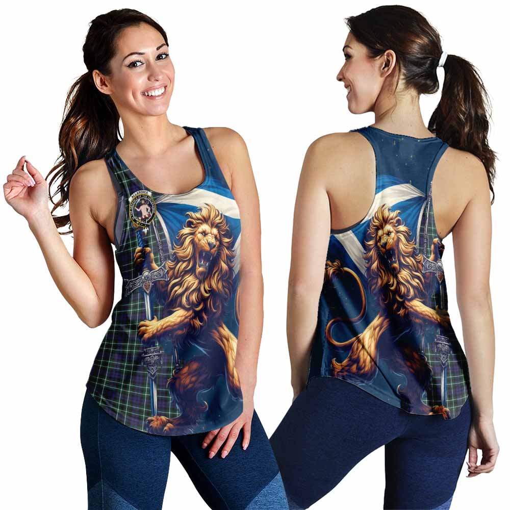 Tartan Vibes Clothing Allardice Tartan Family Crest Women's Racerback Tanks with Scottish Majestic Lion