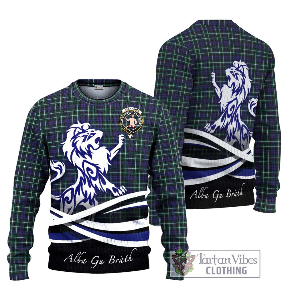 Allardice Tartan Knitted Sweater with Alba Gu Brath Regal Lion Emblem Unisex - Tartanvibesclothing Shop