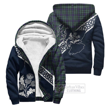 Allardice Tartan Sherpa Hoodie Featuring Thistle and Scotland Map