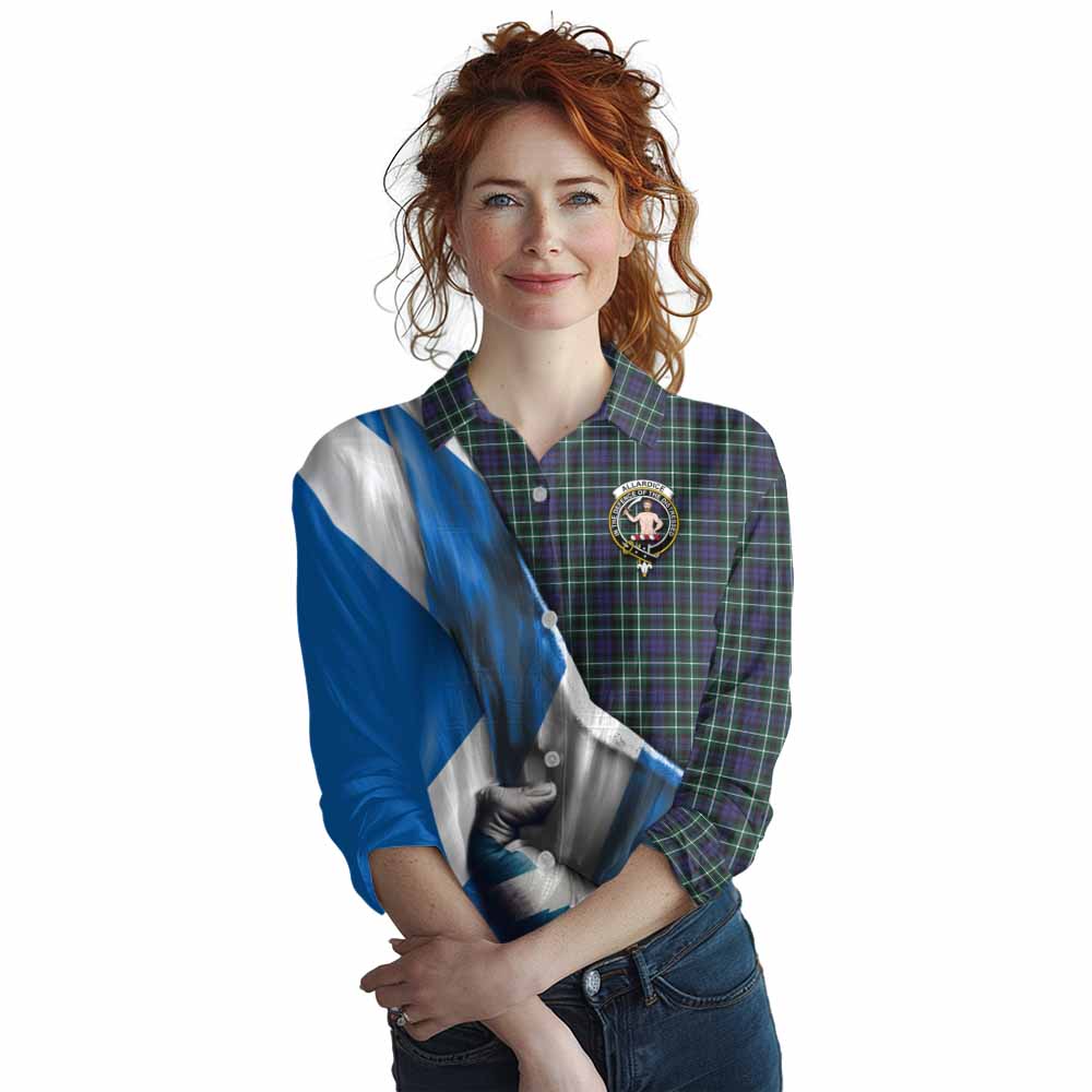 Tartan Vibes Clothing Allardice Tartan Women's Casual Shirt with Family Crest Scotland Patriotic Style