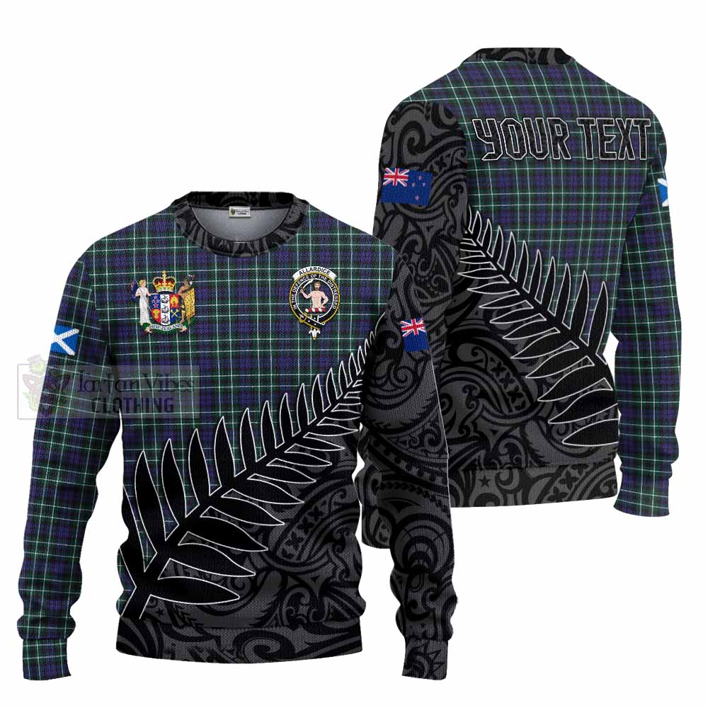 Tartan Vibes Clothing Allardice Crest Tartan Knitted Sweater with New Zealand Silver Fern Half Style