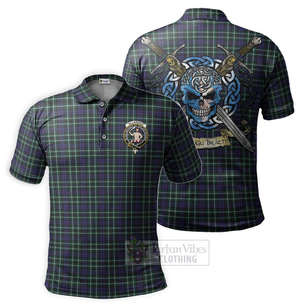 Tartan Vibes Clothing Allardice Tartan Polo Shirt with Family Crest Celtic Skull Style