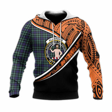 Allardice Crest Tartan Knitted Hoodie with Polynesian Vibes Style - Orange Version