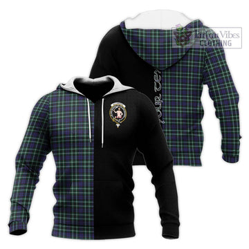 Allardice Tartan Knitted Hoodie with Family Crest and Half Of Me Style