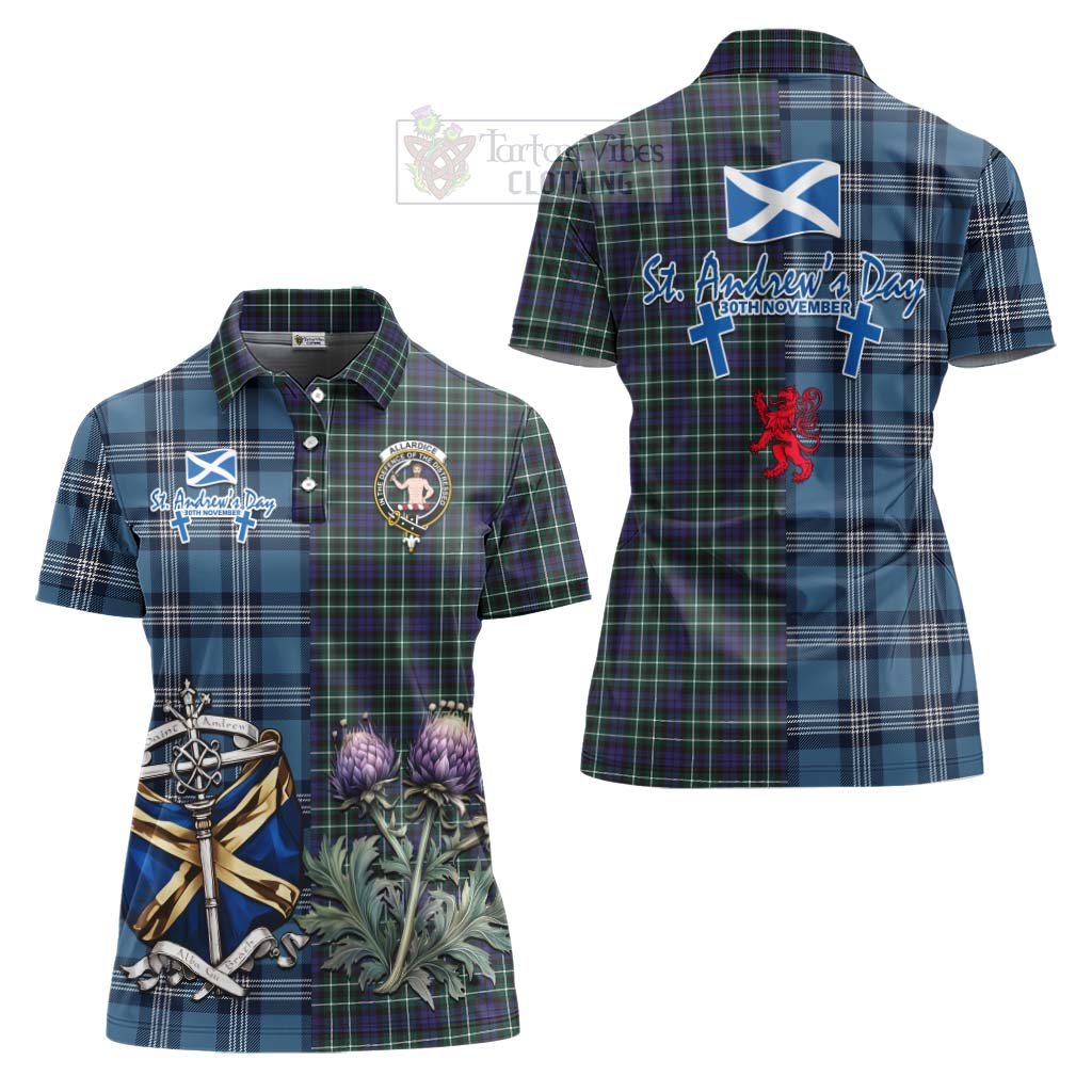 Tartan Vibes Clothing Allardice Tartan Women's Polo Shirt Happy St. Andrew's Day Half Tartan Style