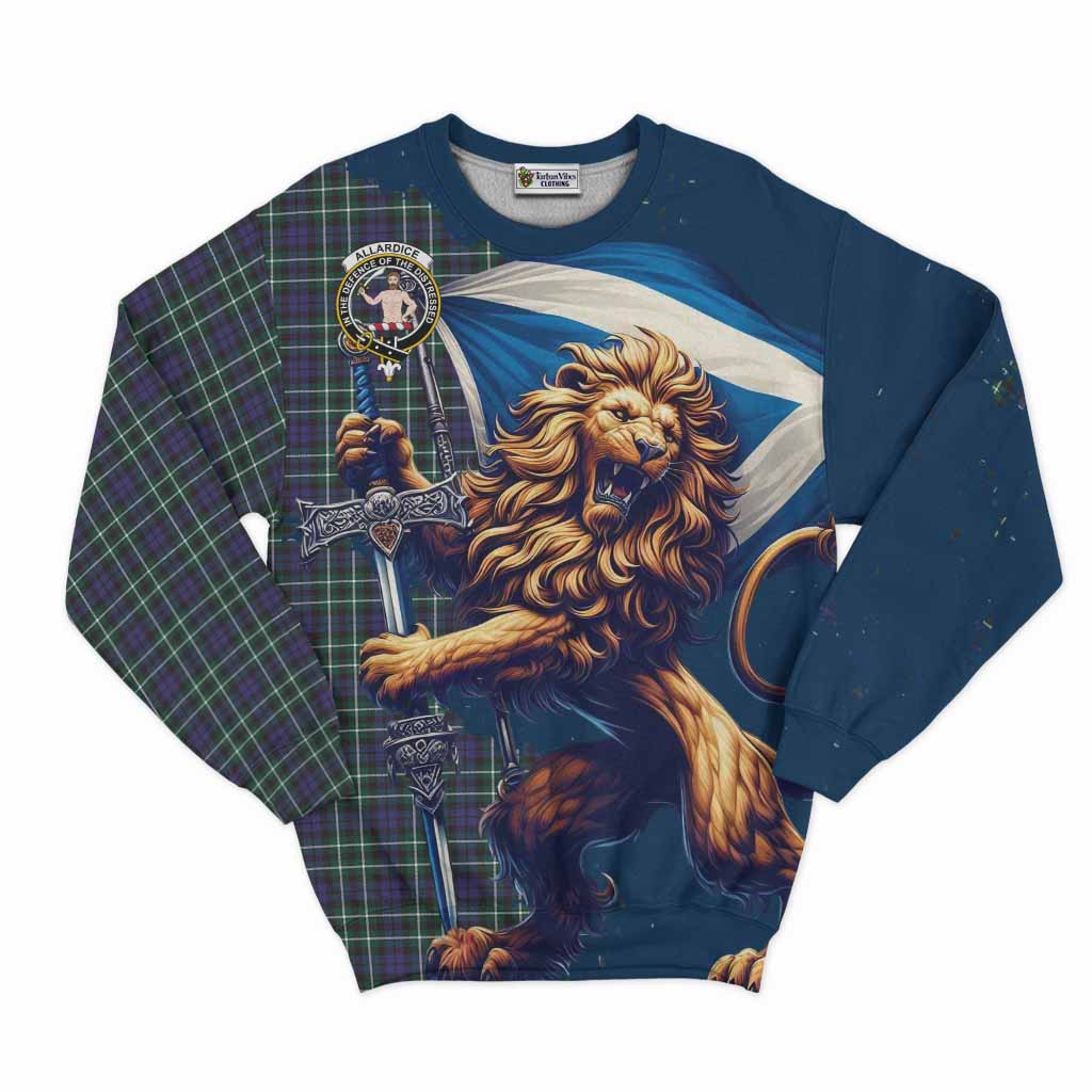 Tartan Vibes Clothing Allardice Tartan Family Crest Sweatshirt with Scottish Majestic Lion