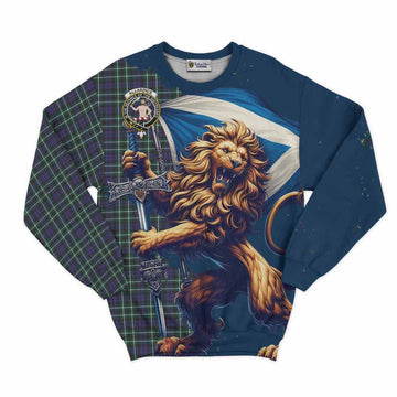 Allardice Tartan Family Crest Sweatshirt with Scottish Majestic Lion