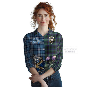 Allardice Tartan Women's Casual Shirt Happy St. Andrew's Day Half Tartan Style