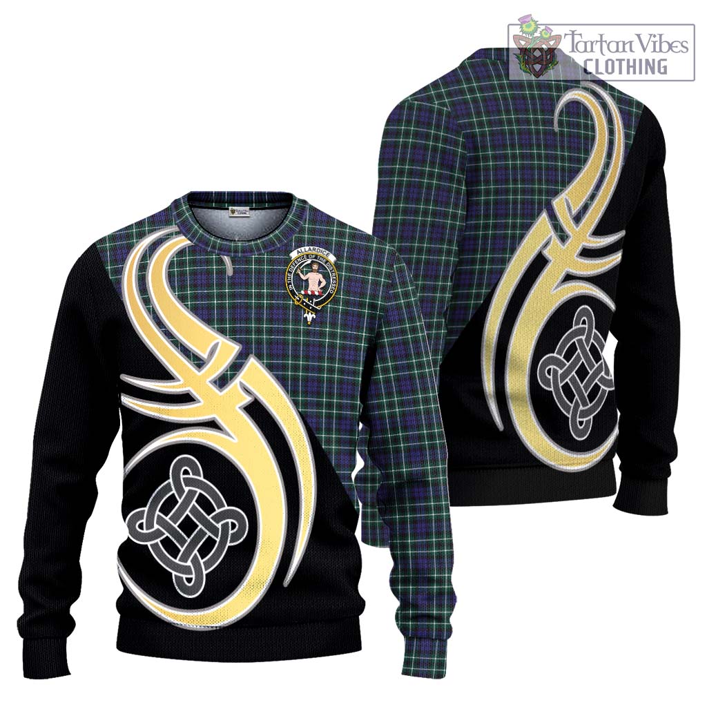 Allardice Tartan Knitted Sweater with Family Crest and Celtic Symbol Style Unisex - Tartan Vibes Clothing