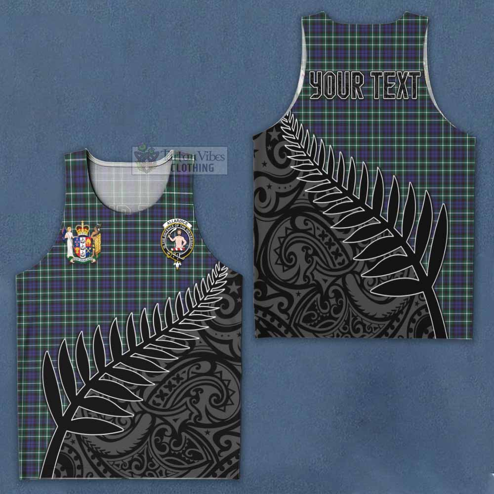 Tartan Vibes Clothing Allardice Crest Tartan Men's Tank Top with New Zealand Silver Fern Half Style