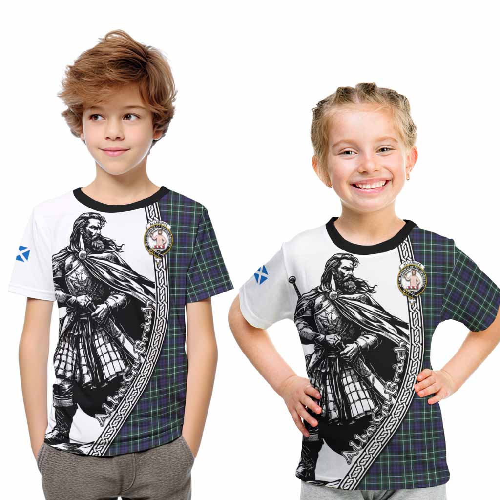 Allardice Tartan Clan Crest Kid T-Shirt with Highlander Warrior Celtic Style Youth XL Size14 - Tartan Vibes Clothing