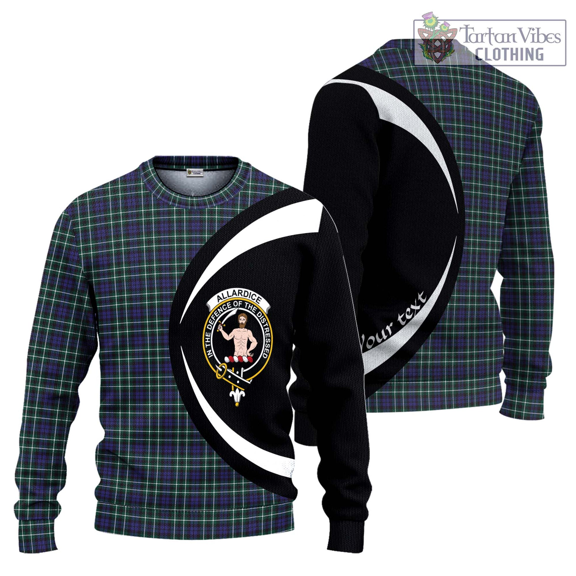 Allardice Tartan Ugly Sweater with Family Crest Circle Style Unisex - Tartan Vibes Clothing