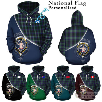 Allardice Tartan Hoodie with Personalised National Flag and Family Crest Half Style