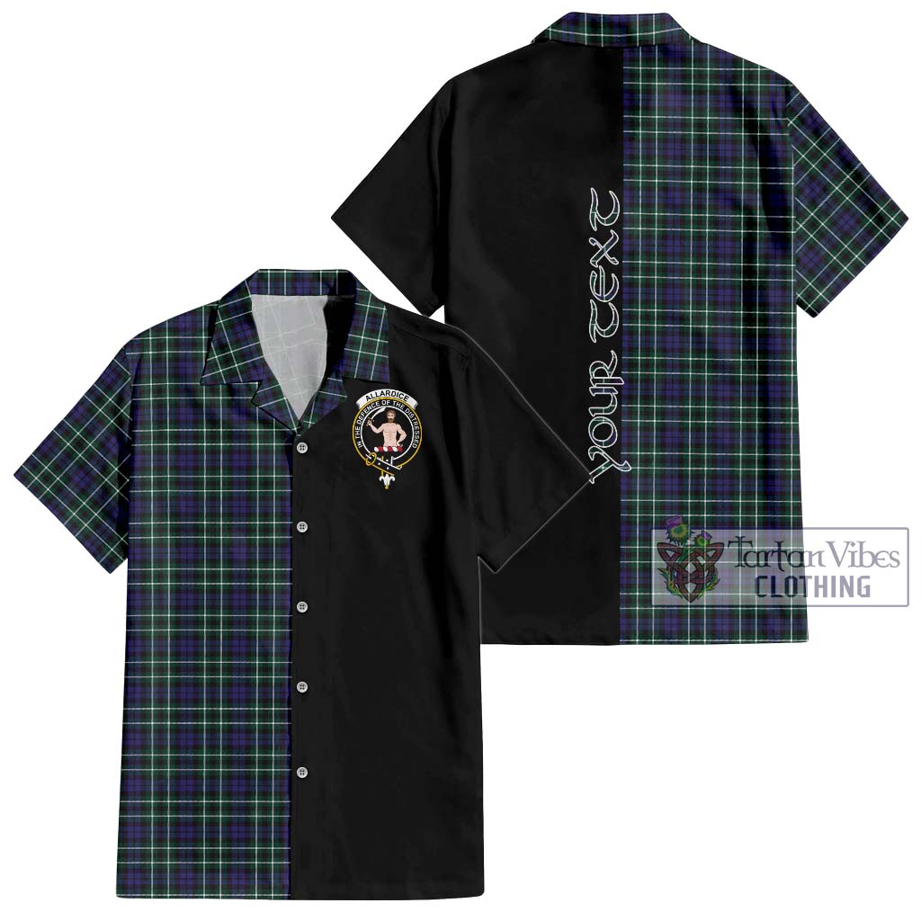 Tartan Vibes Clothing Allardice Tartan Short Sleeve Button Shirt with Family Crest and Half Of Me Style