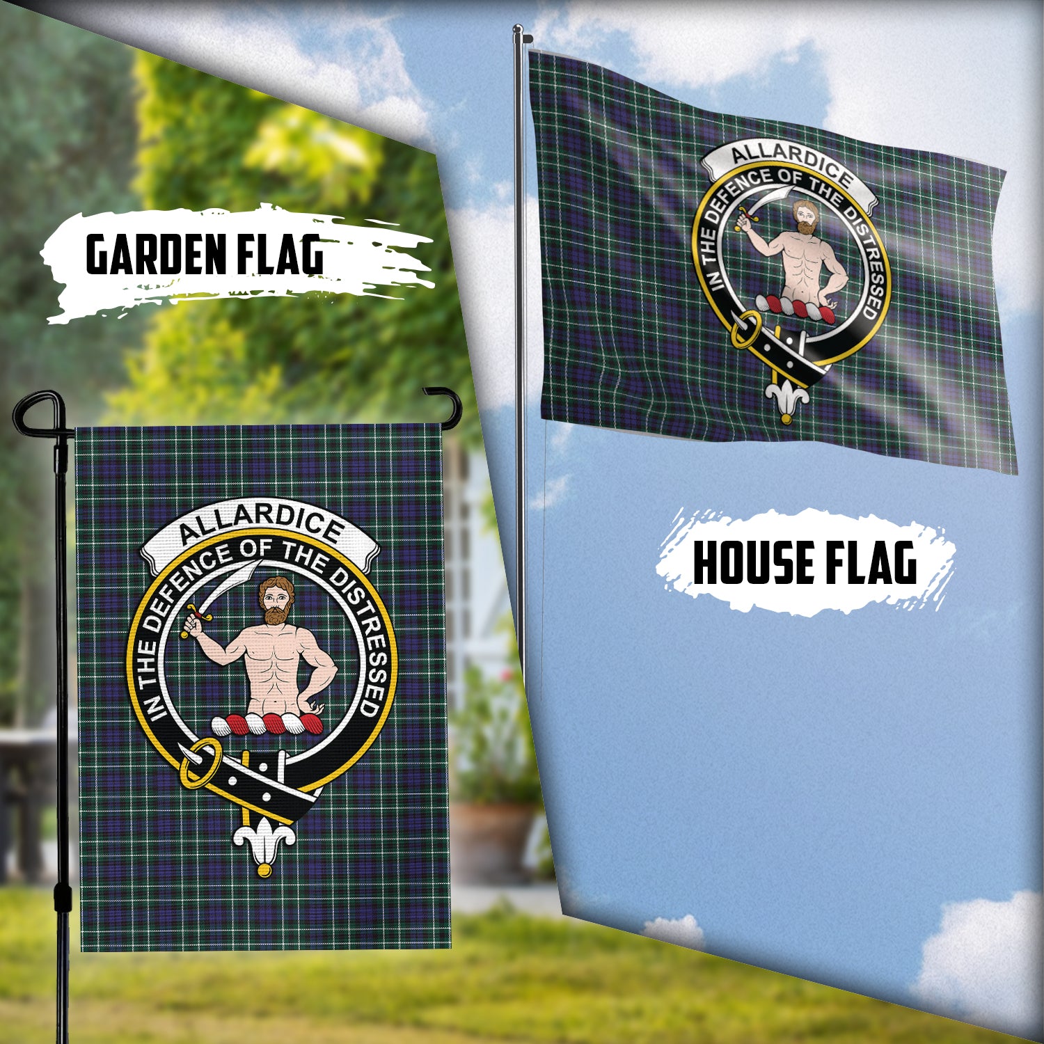 Allardice Tartan Flag with Family Crest Garden Flag (Vertical) - Tartan Vibes Clothing