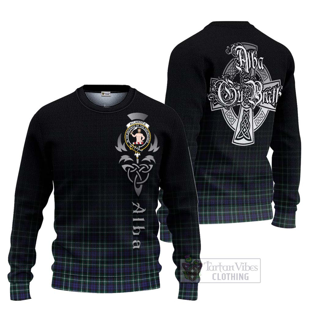 Tartan Vibes Clothing Allardice Tartan Knitted Sweater Featuring Alba Gu Brath Family Crest Celtic Inspired