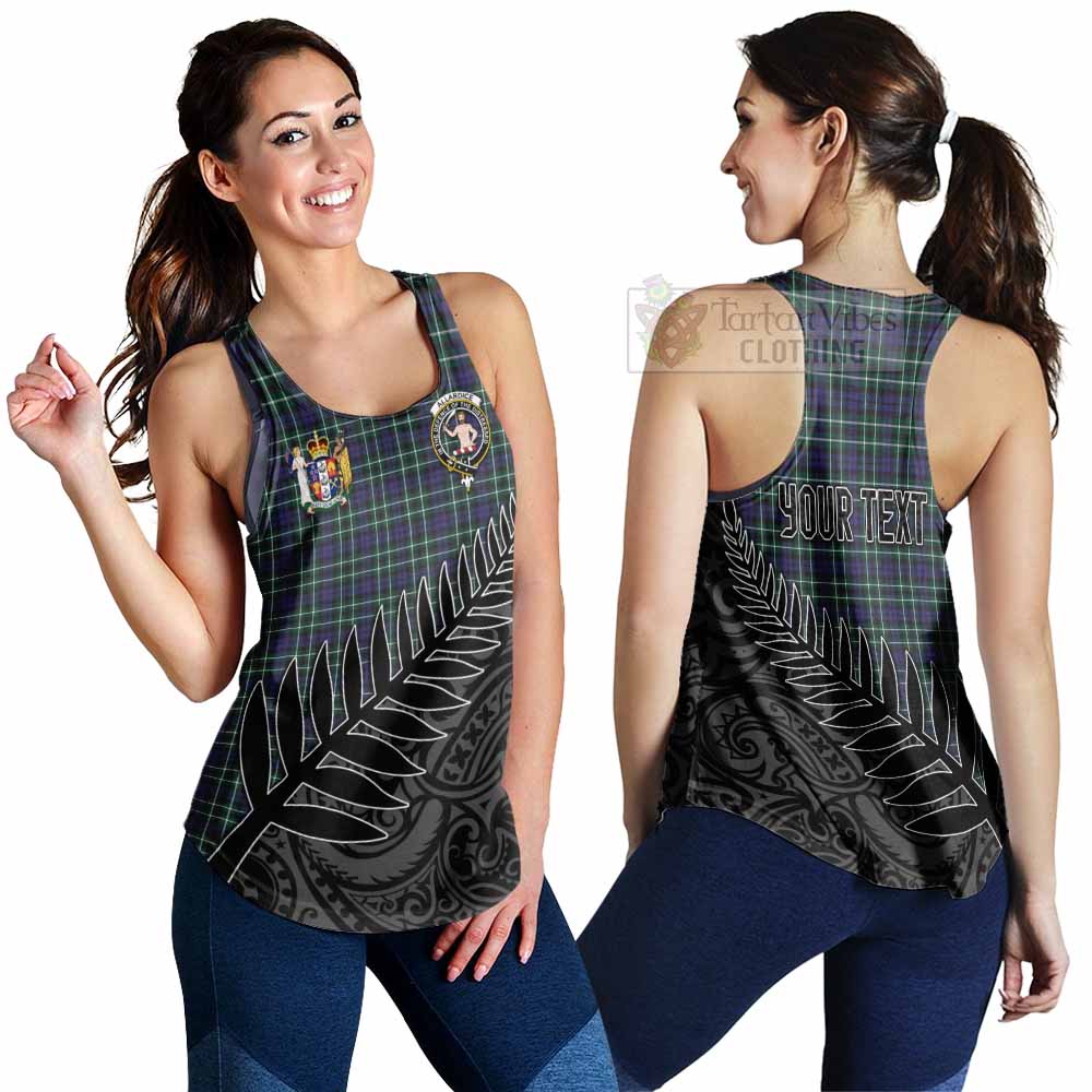 Tartan Vibes Clothing Allardice Crest Tartan Women's Racerback Tanks with New Zealand Silver Fern Half Style