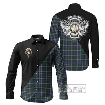 Allardice Tartan Long Sleeve Button Shirt with Family Crest and Military Logo Style