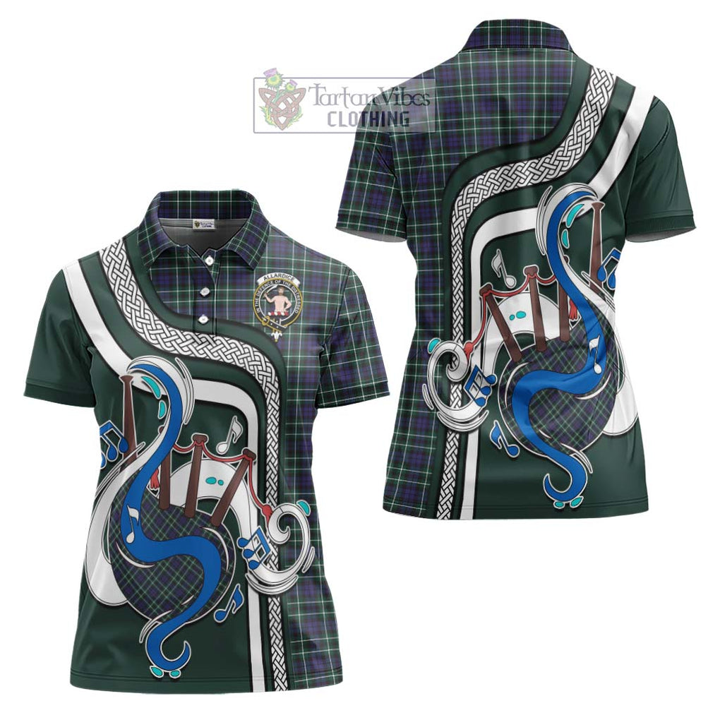 Allardice Tartan Women's Polo Shirt with Epic Bagpipe Style Women - Tartanvibesclothing Shop