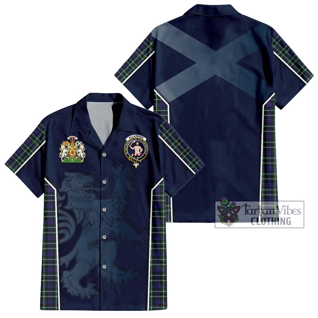 Tartan Vibes Clothing Allardice Tartan Short Sleeve Button Shirt with Family Crest and Lion Rampant Vibes Sport Style