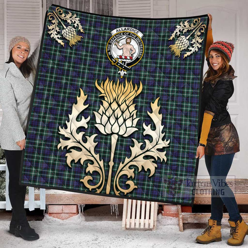 Tartan Vibes Clothing Allardice Tartan Quilt with Family Crest and Golden Thistle Style