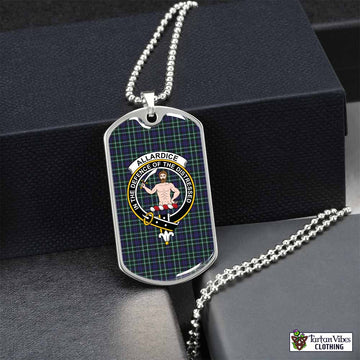 Allardice Tartan Dog Tag Necklace with Family Crest Silver No - Tartan Vibes Clothing