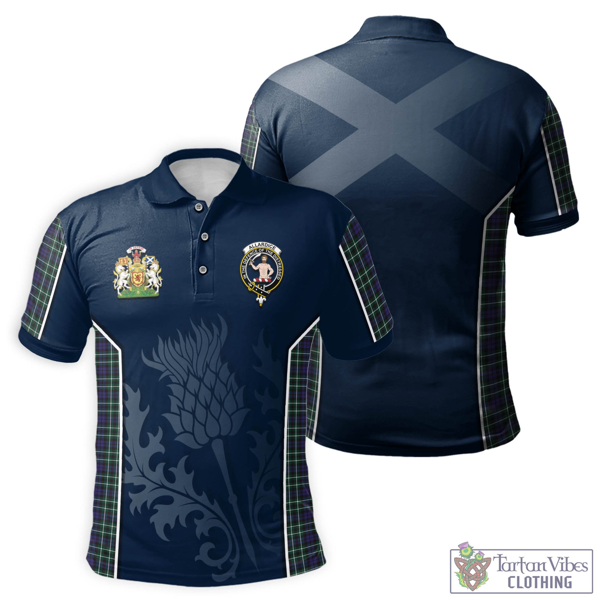 Tartan Vibes Clothing Allardice Tartan Men's Polo Shirt with Family Crest and Scottish Thistle Vibes Sport Style