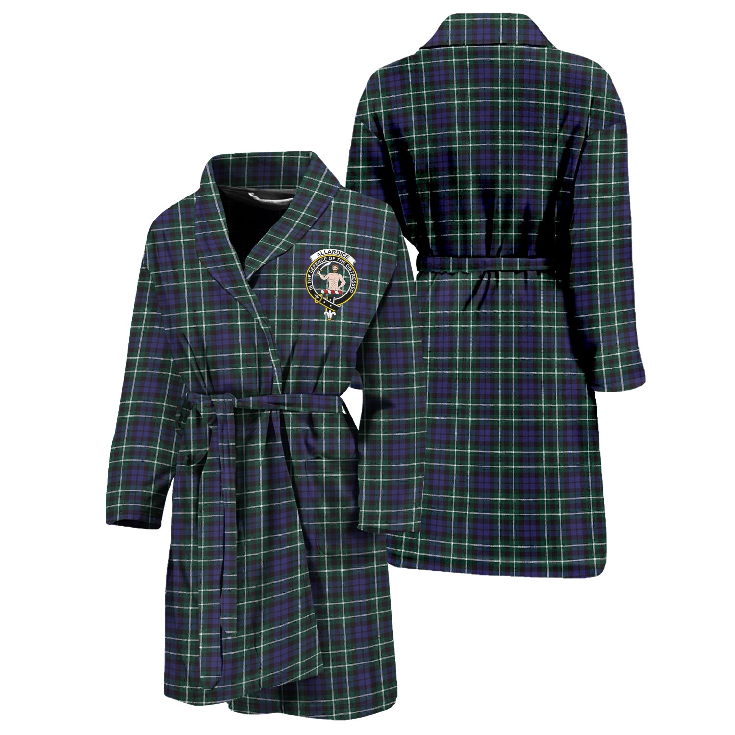 Allardice Tartan Bathrobe with Family Crest Unisex S - Tartan Vibes Clothing